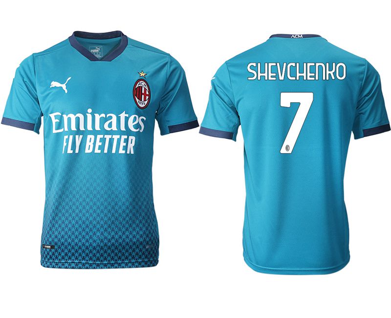 Men 2020-2021 club AC milan away aaa version #7 blue Soccer Jerseys